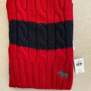 Abercrombie & Fitch mens red and black striped scarf